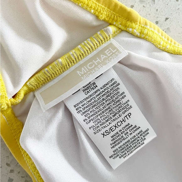 Michael Kors Bikini Top Striped Bandeau Strapless Yellow & White Padded Size XS - Picture 4 of 6